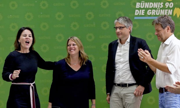 German Green MEP Sven Giegold celebrates a successful showing of the Green Party in the EU elections.