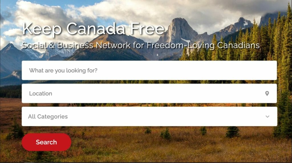 Landing Page of https://thefreedompages.ca