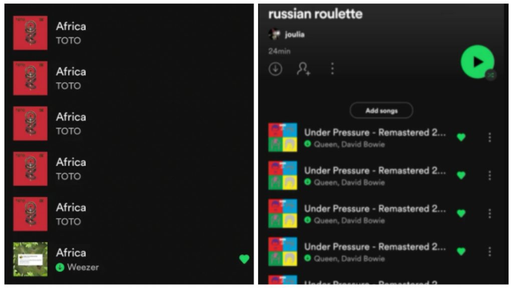 everyone is making the russian roulette playlist, so i made mine :  r/weirdspotifyplaylists