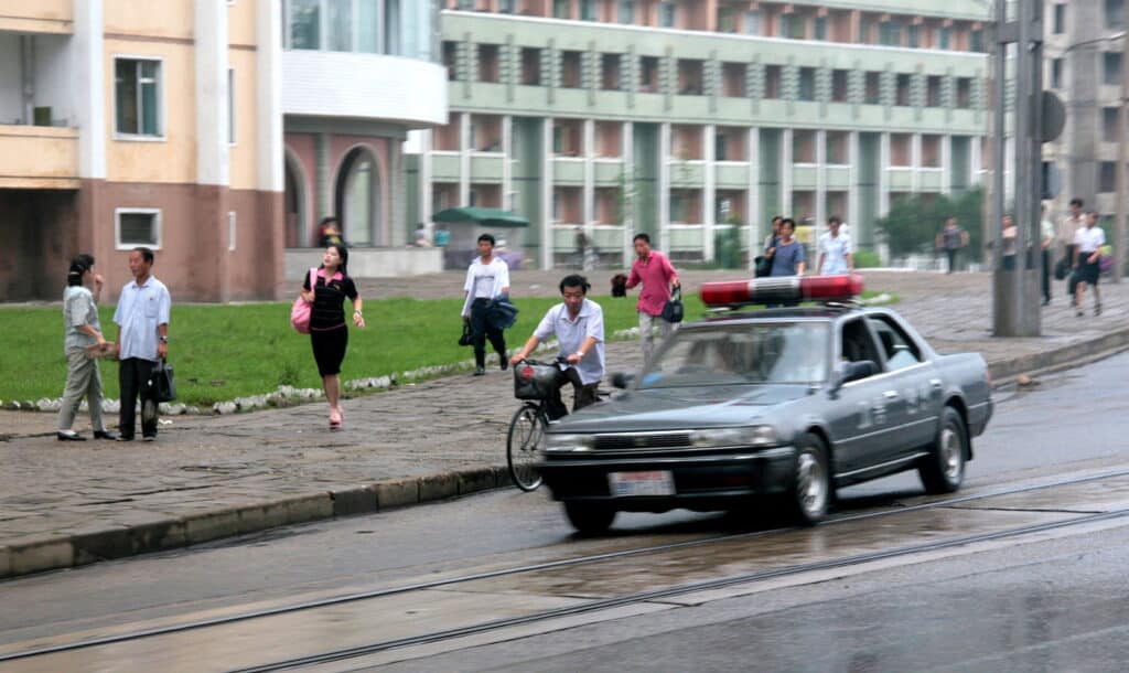 Street with North Koreans.