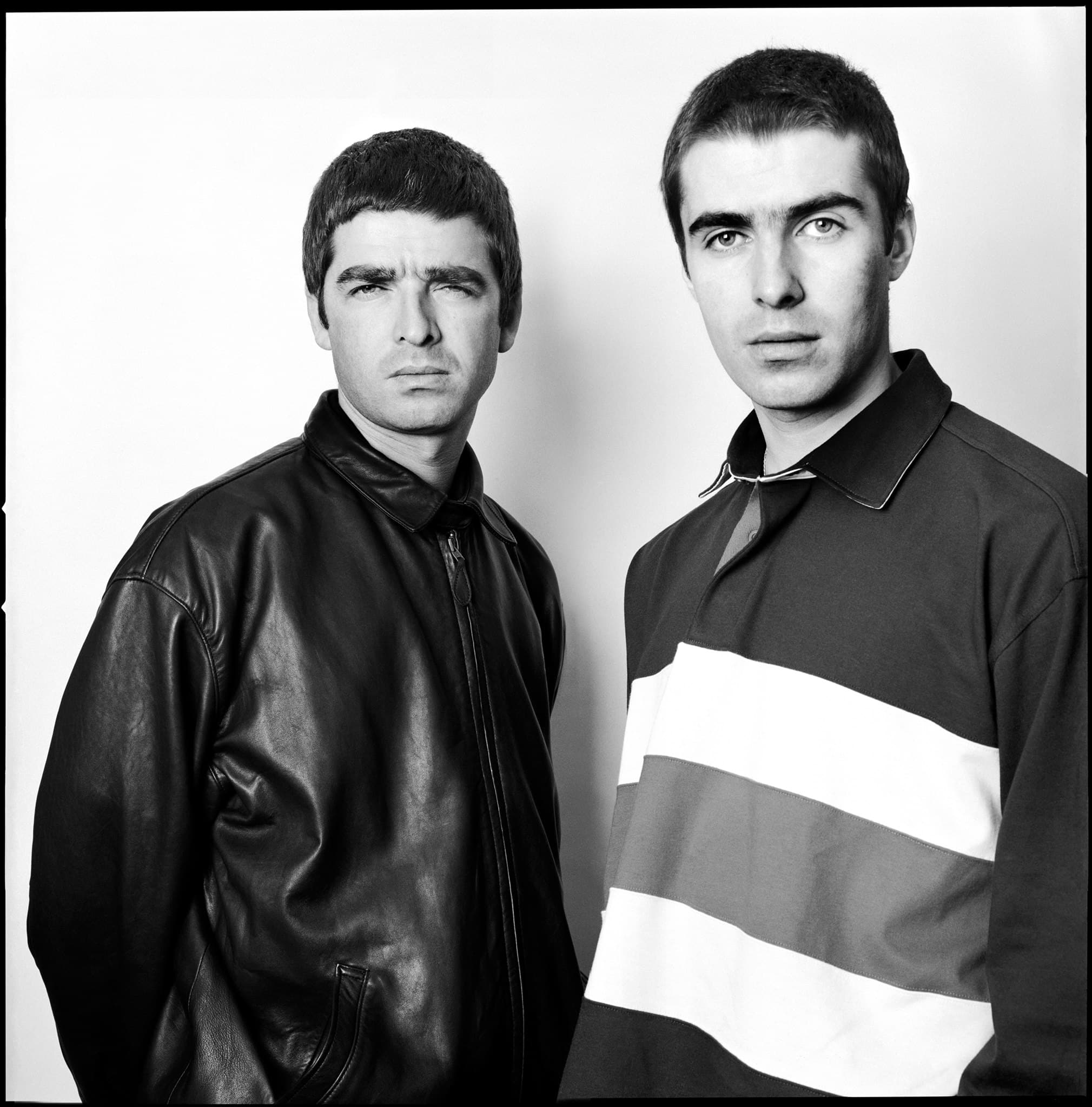 Black and white photo of two male singers