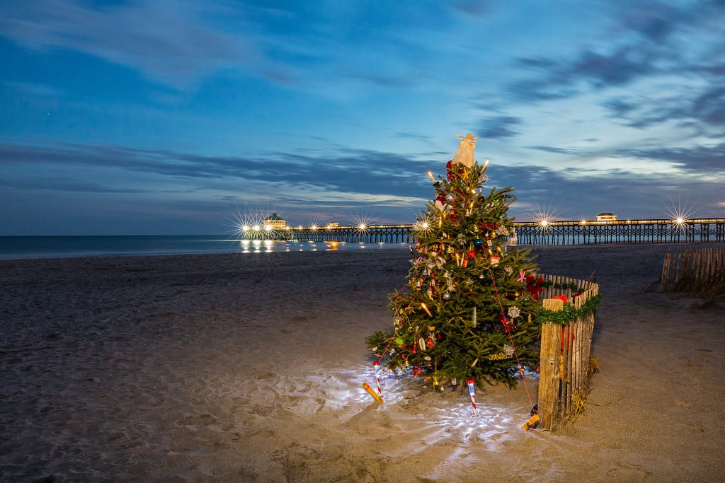 Christmas tree on beach