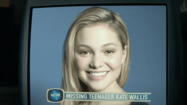 A photo of the missing teenager Kate Wallis is being shown on the television.