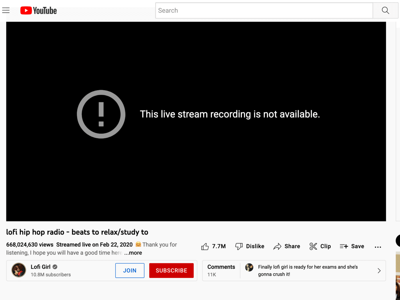 Lofi Girls' YouTube livestream on Monday, July 11th after a flase copyright takedown request disabled their livestream.