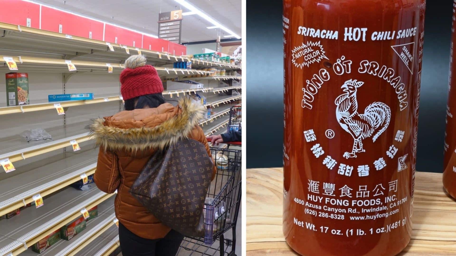 person shopping for sriracha
