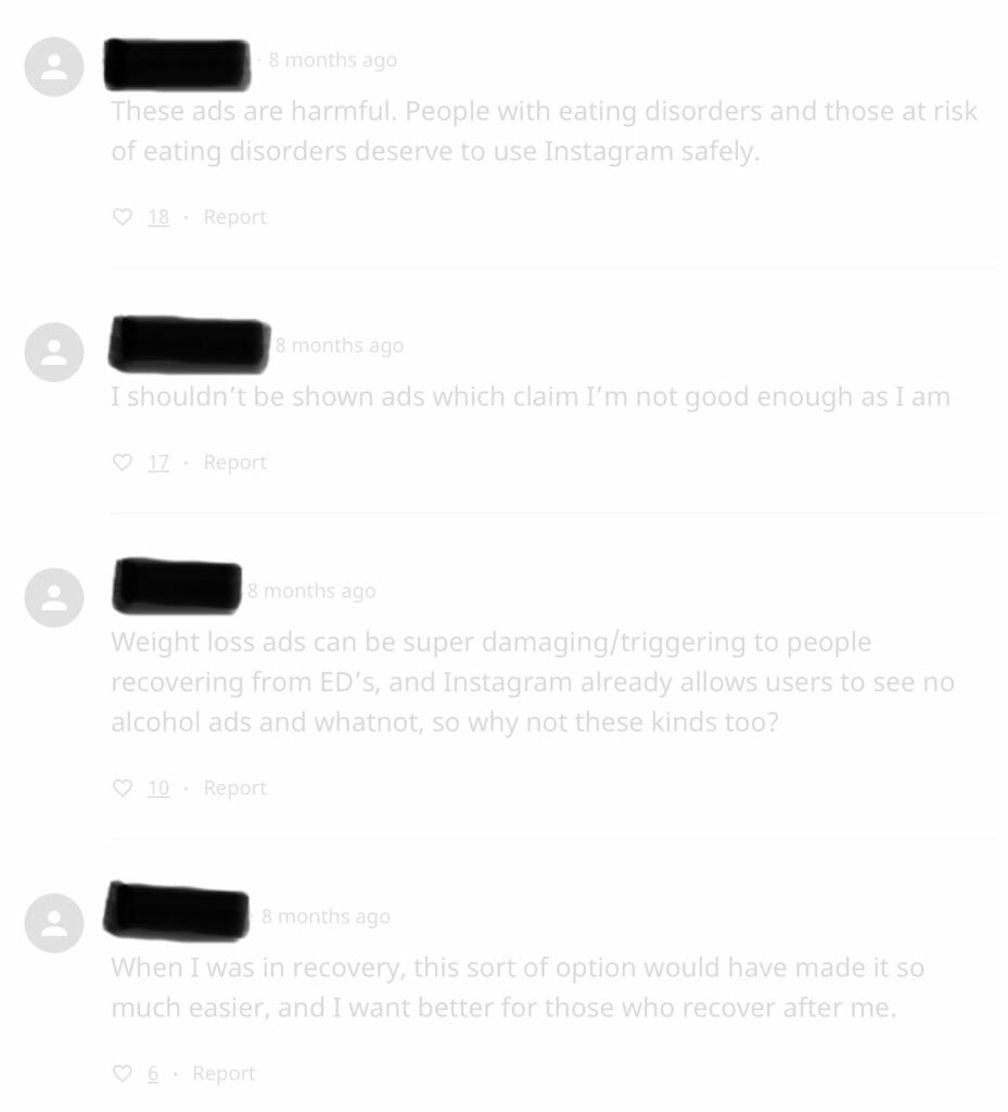 Change.org filter out diet culture ads
