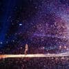 Chris Martin from Coldplay on stage with huge audience and confetti in Madrid