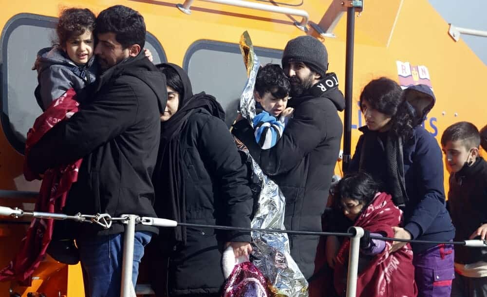 Dungeness, Kent, UK, April 25th 2022, migrant beach landing in kent. Migrants rescued at sea after crossing the English channel attempting to seek refuge in the UK.