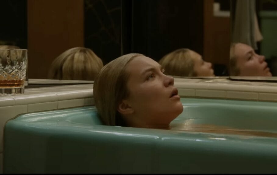 Don't Worry Darling scene: Woman in bathtub
