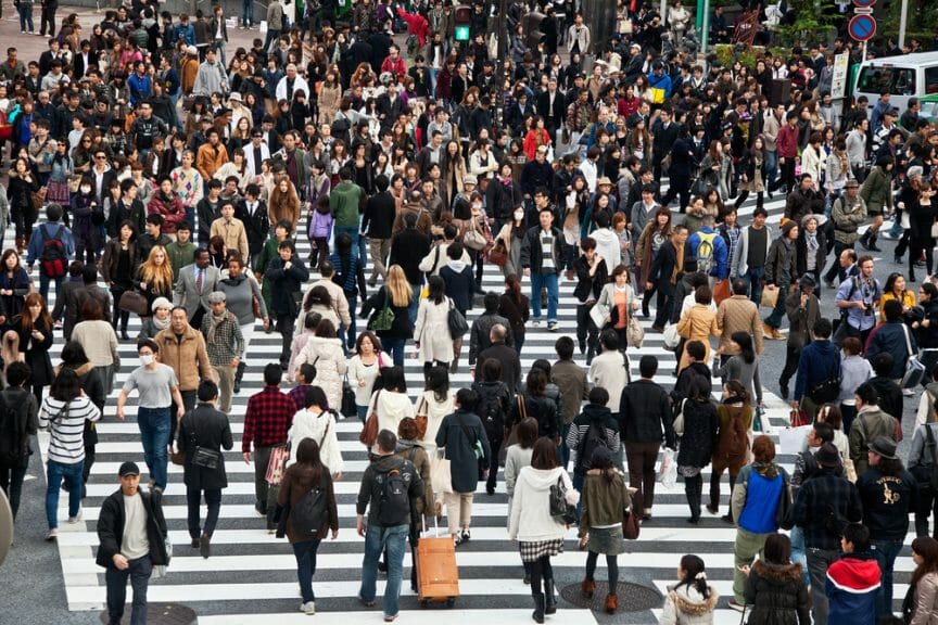 Japan's population growth is -0.5%, reducing by about 300,000 people every year.