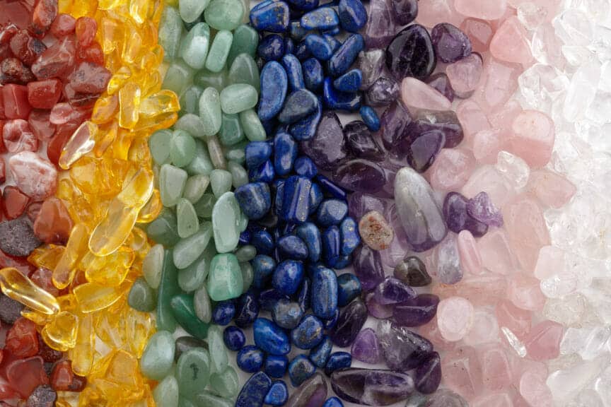 Collection of small crystals arranged like a rainbow