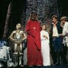 The Star Wars gang surround Chewie for a life day celebration