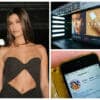 model hailey bieber on left-hand side, an in-store display of rihanna's fenty beauty in the top right, and a picture of kylie jenner's instagram account at the bottom right. it shows the multiple businesses she owns in her instagram bio.