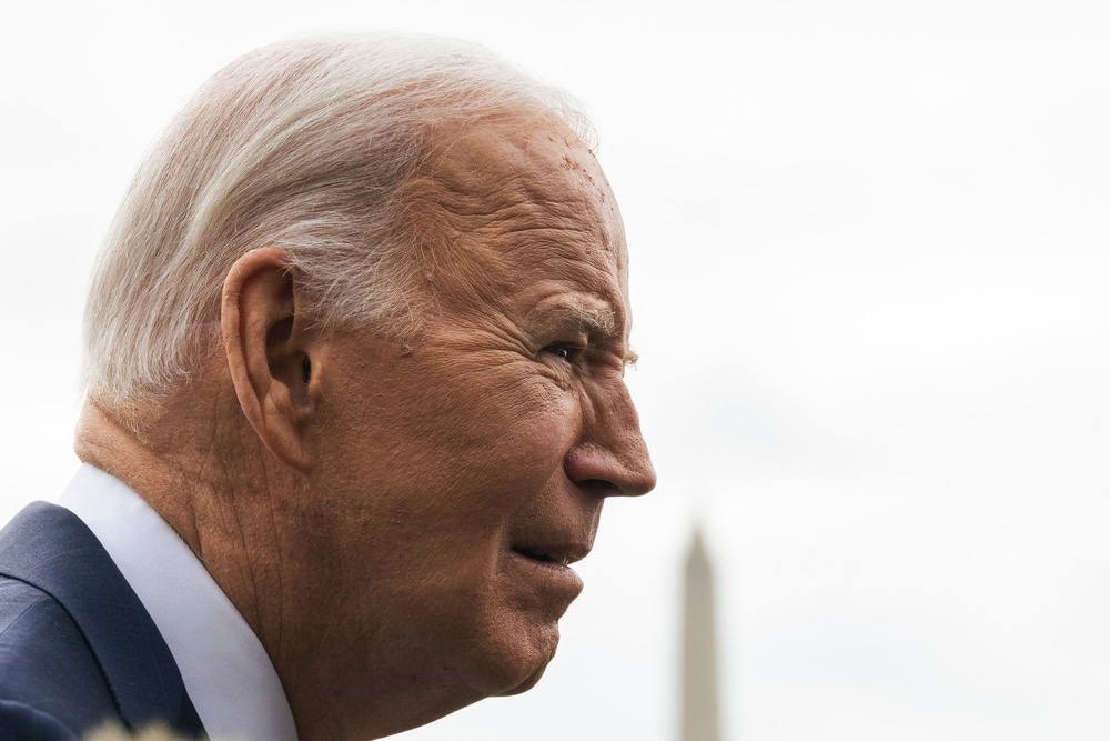 WASHINGTON, DC, USA - January 31, 2024: U.S. President Joe Biden speaks to reporters before departing on Marine One.