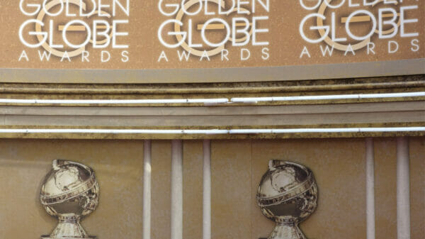 Golden Globes wall at the award show, a night where the nominees are celebrated.