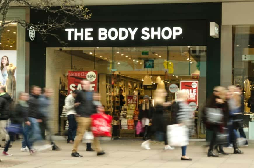 A photograph of a The Body Shop retail store.