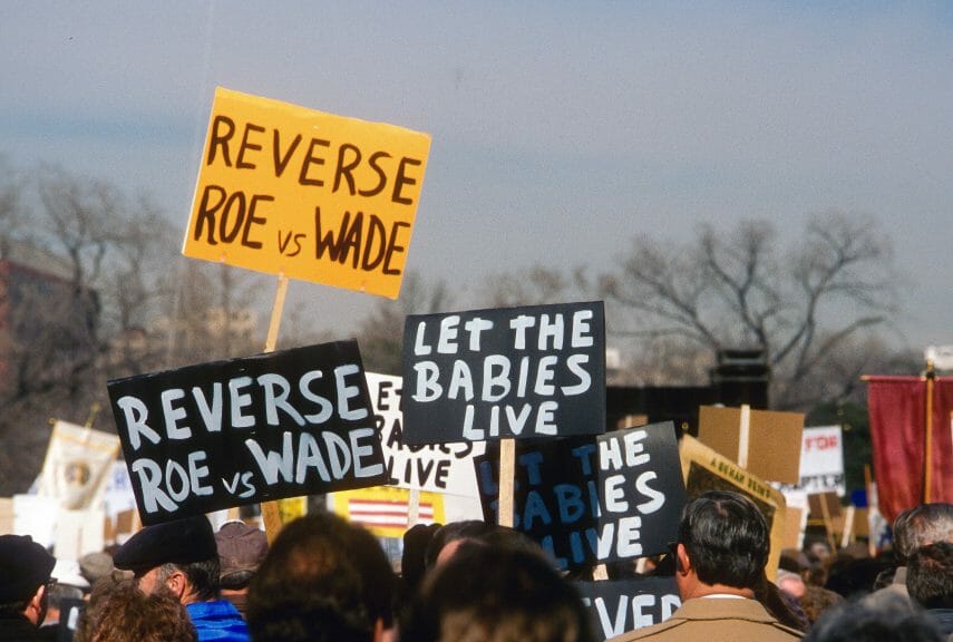 Washington DC.,USA, January 22, 1989. Hundreds of thousands of people participate in the Annual Right to Life March as it passes in front of the United States Supreme Court