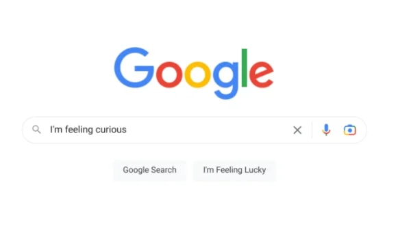 I'm feeling curious Google's interface. User typed in the phrase of curiosity for more fun facts from Google Search.