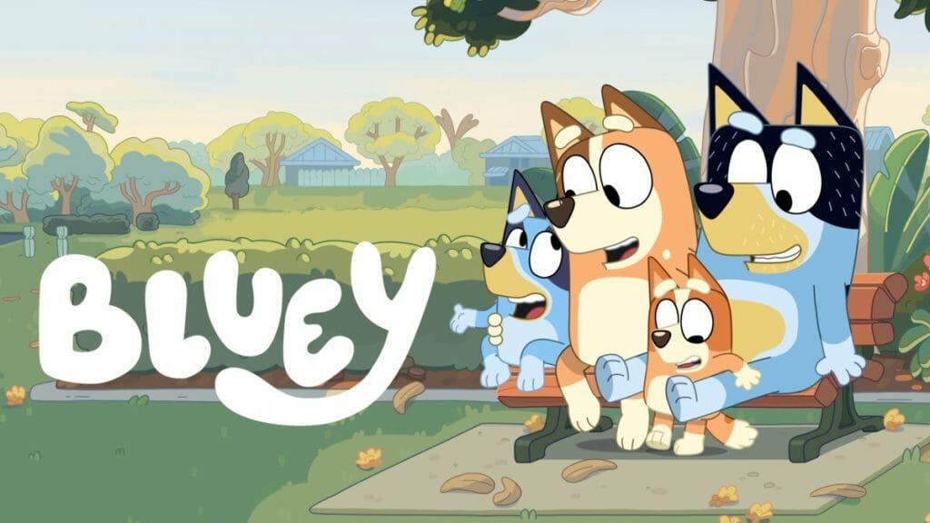 The animated characters from Bluey