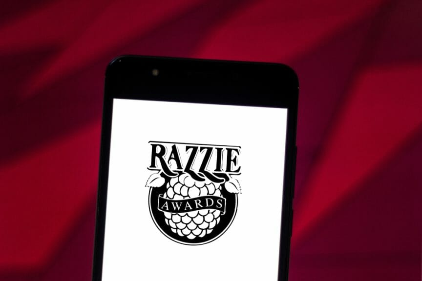 Razzies' logo displayed o a smartphone. (Rafapress/Shutterstock)