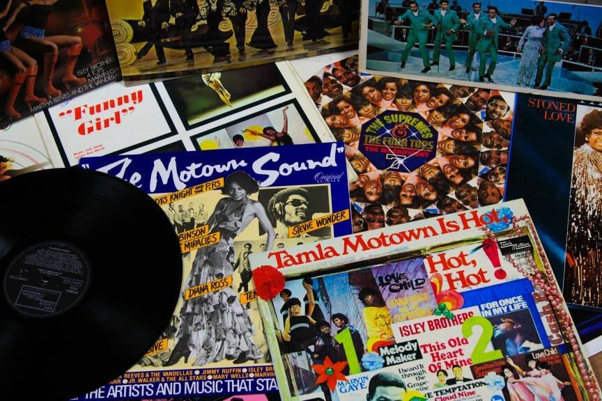 A collection of Motown records, where The Spinners got their start (Ralf Liebhold/Shutterstock)