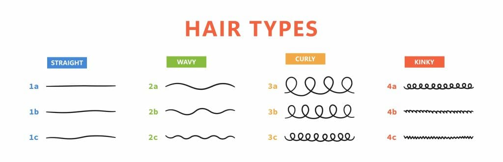 Chart of curly hair types.