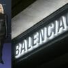 Kim Kardashian wearing Balenciaga at LAMCA Art and Film Gala in 2022. Balenciaga logo at their store in Milan