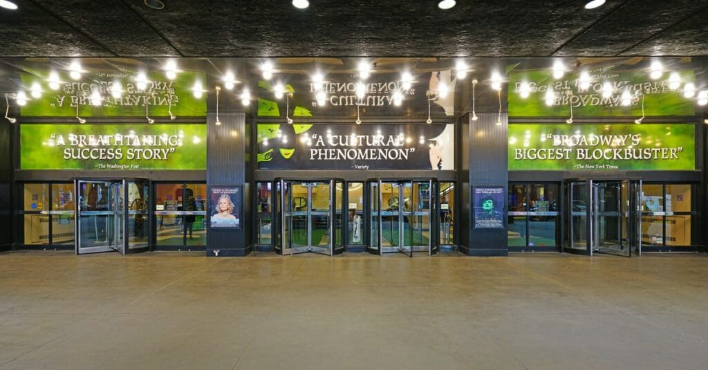 The front entrance of the Wicked theater (EQRoy/Shutterstock)