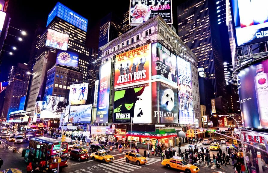 Many Broadway Billboards in Times Square (Andrey Bayda/Shutterstock)