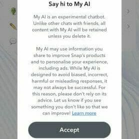 Snapchat's AI bot has a massive list of terms and conditions for you to accept before you can use it!