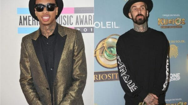 Tyga (left) and Travis Barker (right).
