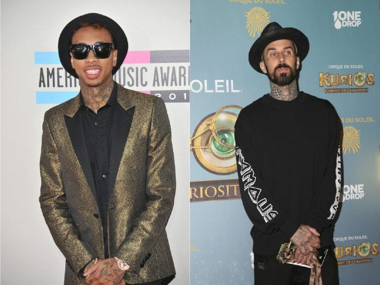 Tyga (left) and Travis Barker (right).