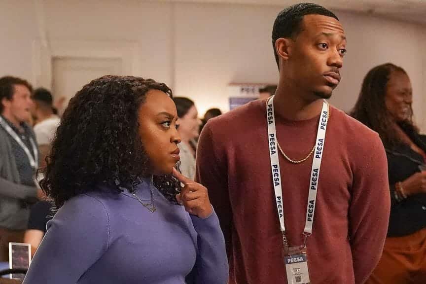 Quinta Brunson and Tyler James Williams on Abbott Elementary. GILLES MINGASSON/ABC