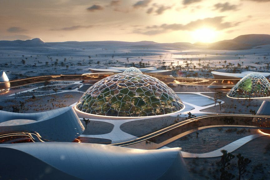 An illustration of what the space farms of tomorrow might look like