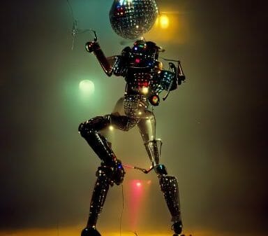 Robot Dancing With A Disco Ball Head