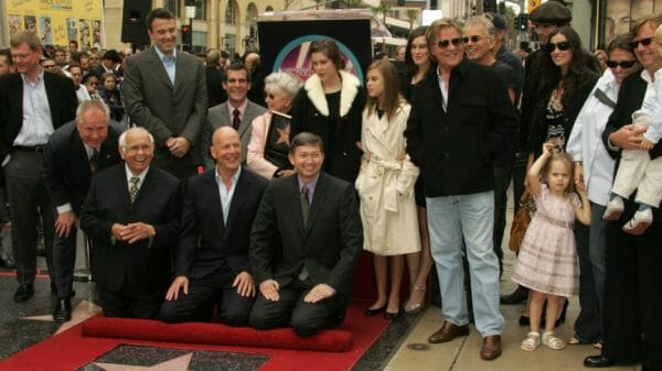 bruce willis and family at the Hollywood walk of fame.