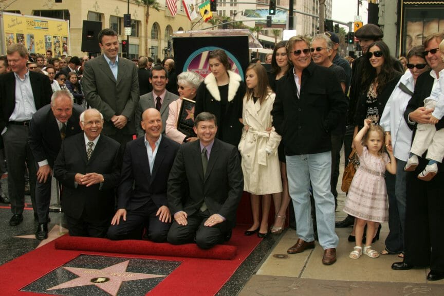 bruce willis and family at the Hollywood walk of fame.