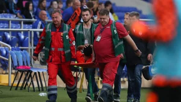 Captain Taison Barcellos Freda gets terrible concussion of the brain injury. Ukrainian Premier League.