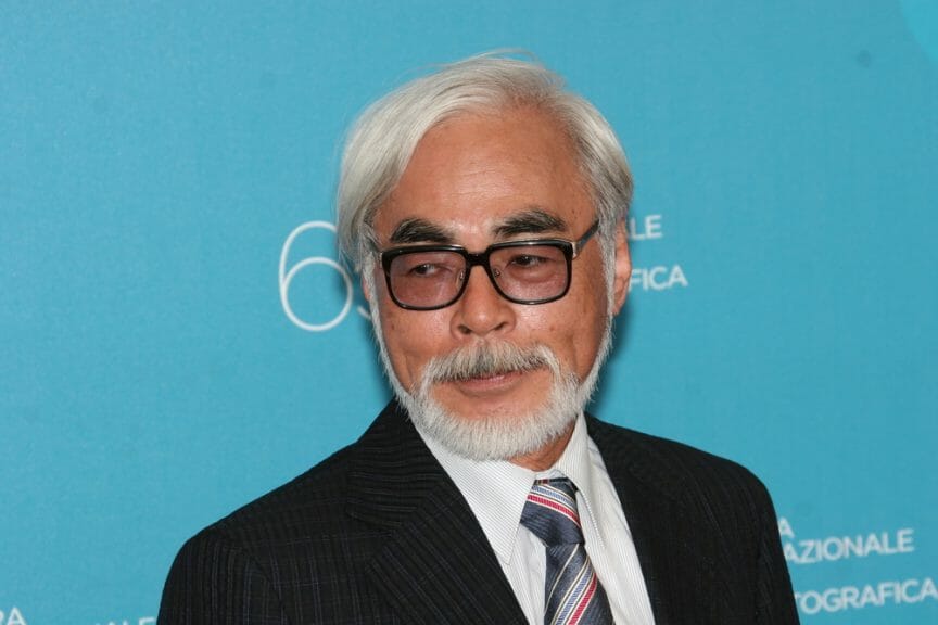 Director Hayao Miyazaki attends the 'Ponyo on the cliff by the Sea' photocall at the Piazzale del Casino during the 65th Venice Film Festival on August 31, 2008. Credit: Denis Makarenko/Shutterstock