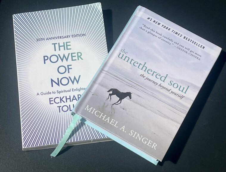 'The Power of Now' and 'The Untethered Soul' book covers