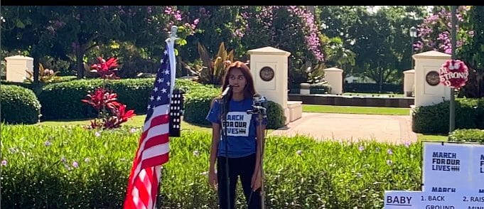 Screenshot of March for Our Lives speaker. Later Leaders We Deserve was started by the Founder David Hogg. Advocacy