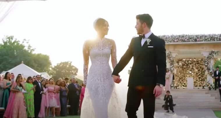 Nick Jonas and Priyanka Chopra celebrating their marriage in Jodhpur, India.