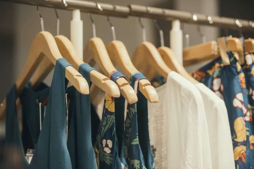 summer clothes on hangers