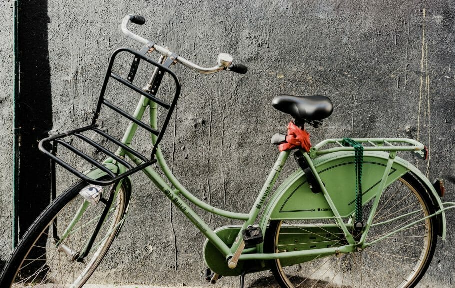 An image of a bike parked up in the Netherlands.