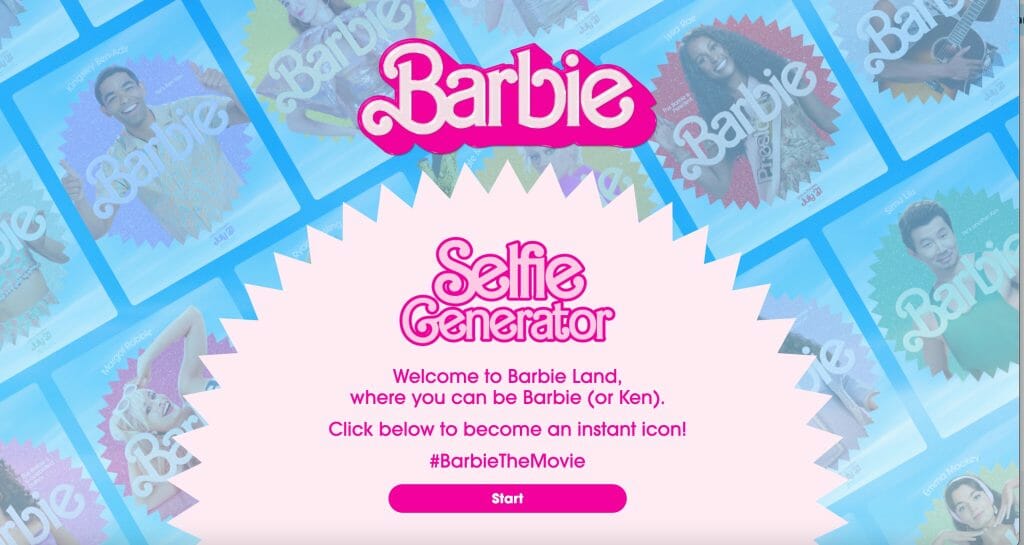 A screenshot of Mattel's Barbie website that allows users to post a picture of themselves and create their own text.