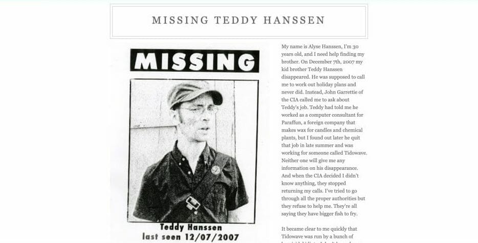 An image from the Blog Missing Teddy Hanssen, used for Cloverfield marketing. 