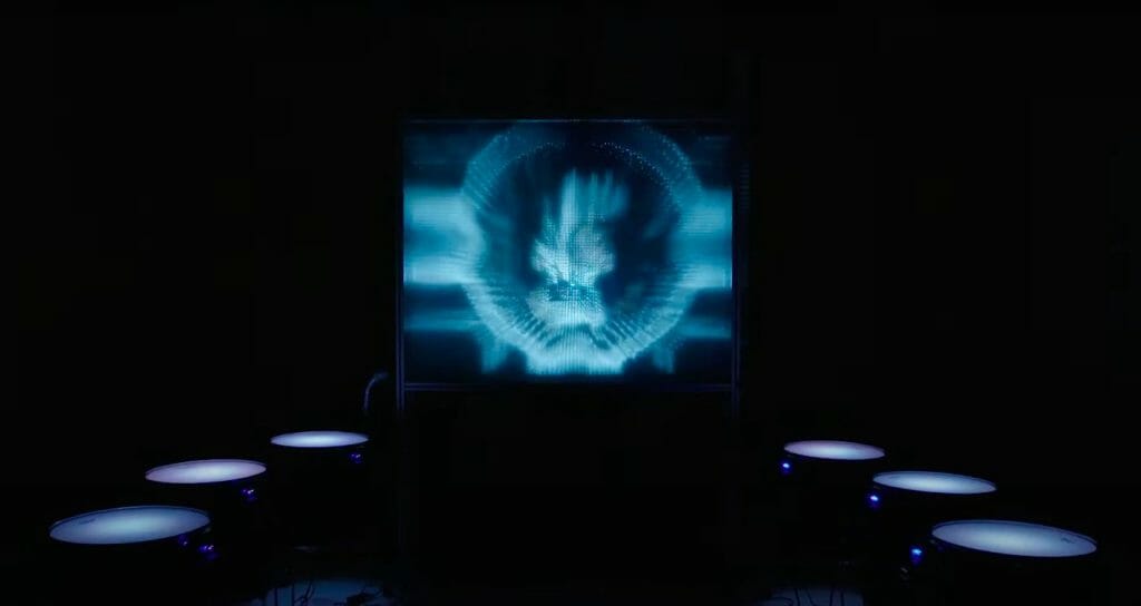 Image from video of Frankenstein AI