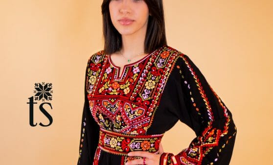 Palestinian red floral thobe