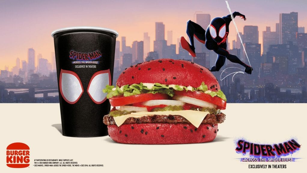 An image of Spiderman Across the Spiderverse collaboration with Burger King. 