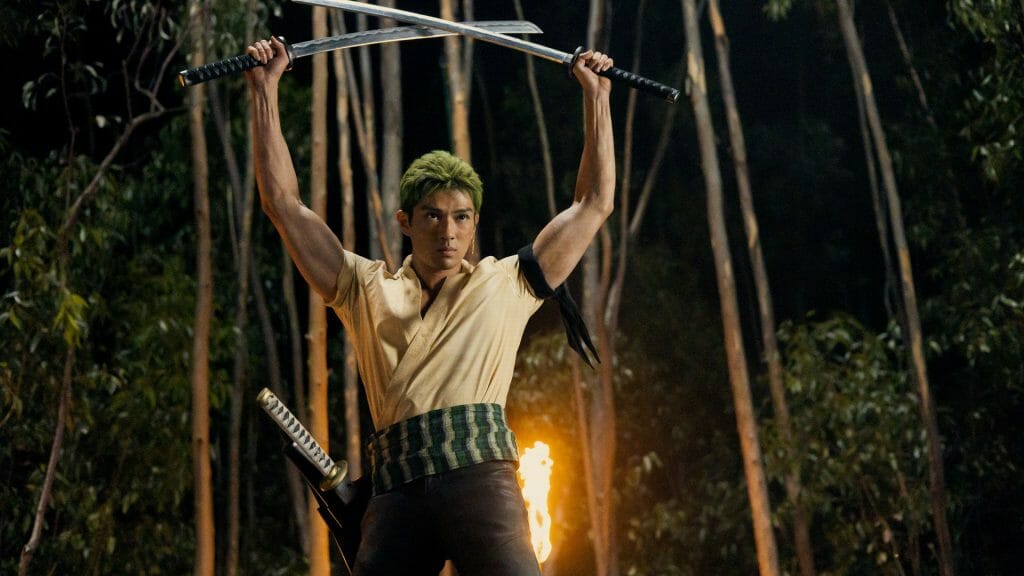 Zoro's first appearance in the Netflix show is a completely original scene - its events are just an offhanded comment in the anime.